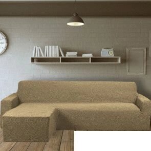 Чехол для углового дивана оттоманка без юбки (левый) беж Karteks