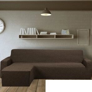 Чехол для углового дивана оттоманка без юбки (левый) коричневый Karteks