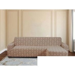 Чехол для углового дивана оттоманка без юбки (правый) беж Karteks