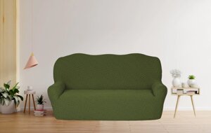 Чехол на 3-х местный диван без юбки жаккард Karteks арт. 9 зеленый
