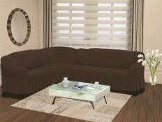 Чехол на угловой диван универсальный Bulsan' темно-коричневый