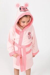 Детский халат махровый Nusa с ушками светло-розовый