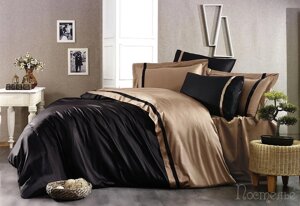 Комплект постельного белья Grazie Home ELITE чёрно-коричневый Евро