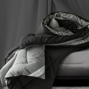 Одеяло микрофибра Sleep iX' MultiColor всесезонное 140х205 см, серый+черный