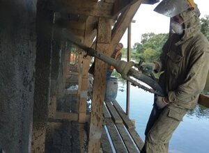 Защита и ремонт пролетов моста - ремонт бетона. Sika Monotop 612