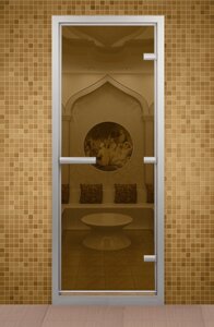 Дверь для турецкой бани и ванной комнаты, с бронзовым стеклом