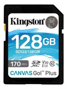 Карта памяти 128Gb - Kingston SDHC 170R C10 UHS-I U3 V30 Canvas Go Plus SDG3/128GB (Оригинальная!