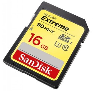 Карта памяти 16Gb - SanDisk - Extreme Secure Digital HC Class 10 90MB/s UHS-I U3 SDSDXNE-016G-GNCIN (Оригинальная!