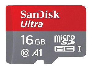 Карта памяти 16Gb - SanDisk Micro Secure Digital HC Class 10 Ultra UHS-I A1 SDSQUAR-016G-GN6MN (Оригинальная!