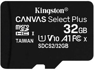 Карта памяти 32Gb - Kingston Micro Secure Digital HC Class 10 UHS-I Canvas Select SDCS2/32GBSP (Оригинальная!