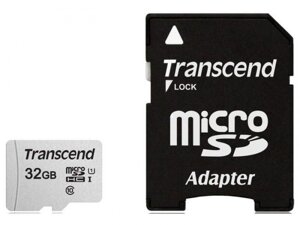 Карта памяти 32Gb - Transcend 300S MicroSDHC Class 10 UHS-I TS32GUSD300S-A (Оригинальная!