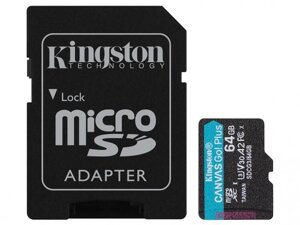Карта памяти 64Gb - Kingston Canvas Go! Micro Secure Digital HC Class10 UHS-I Canvas Select + SD Adapter SDCG3/64GB с