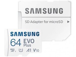 Карта памяти 64Gb - Samsung Micro Secure Digital XC Evo Plus Class 10 MB-MC64KA/RU с переходником под SD (Оригинальная!