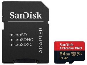 Карта памяти 64gb - sandisk extreme pro micro secure digital XC class 10 UHS-I A2 C10 V30 U3 sdsqxcu-064G-GN6ma с