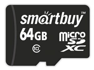 Карта памяти 64Gb - SmartBuy MicroSD Class 10 SB64GBSDCL10-00LE (Оригинальная!