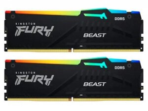 Модуль памяти kingston fury beast black RGB DDR5 DIMM 6000mhz PC48000 CL36 - 32gb KIT (2x16gb) KF560C36BBEAK2-32