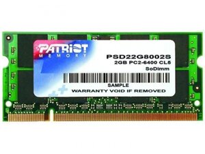 Модуль памяти patriot memory DDR2 SO-DIMM 800mhz PC2-6400 - 2gb PSD22G8002S