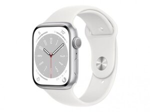 Умные часы APPLE Watch Series 8 GPS 45mm Silver Aluminum Case with White Sport Band - S/M