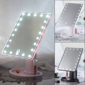 АКЦИЯ   Безупречное зеркало с подсветкой Lange Led Mirror Black/White/Pink Белое, батарейки от компании bel-ok - магазин товаров для дома - фото 1