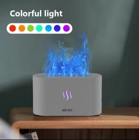 Аромадиффузор - ночник с эффектом пламени Flame Humidifier SL-168  Белый Глянец/Цветное пламя от компании ART-DECO МАРКЕТ - магазин товаров для дома - фото 1