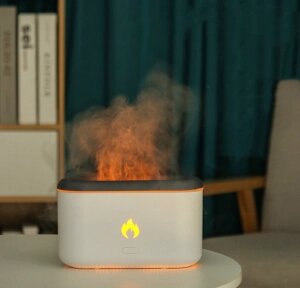 Аромадиффузор - ночник с эффектом пламени Flame Humidifier SL-168  Белый глянец / Свет огня от компании ART-DECO МАРКЕТ - магазин товаров для дома - фото 1