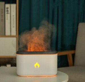 Аромадиффузор - ночник с эффектом пламени Flame Humidifier SL-168  Белый глянец / Свет огня от компании Art-deco магазин товаров для дома - фото 1