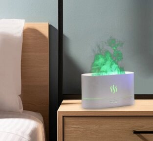 Аромадиффузор - ночник с эффектом пламени Flame Humidifier SL-168  Белый Матовый/Цветное пламя от компании bel-ok - магазин товаров для дома - фото 1