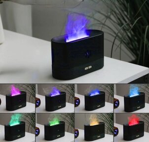 Аромадиффузор - ночник с эффектом пламени Flame Humidifier SL-168  Черный Матовый/Цветное пламя от компании bel-ok - магазин товаров для дома - фото 1