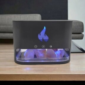 Аромадиффузор - ночникс эффектом камина Aroma Diffuser Touch Panel Version (4 вида подсветки, камни из гималайской от компании bel-ok - магазин товаров для дома - фото 1