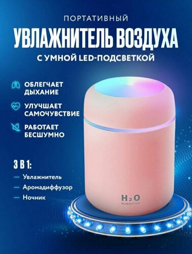 Аромадиффузор светодиодный (увлажнитель воздуха ароматический) Humidfier Розовый