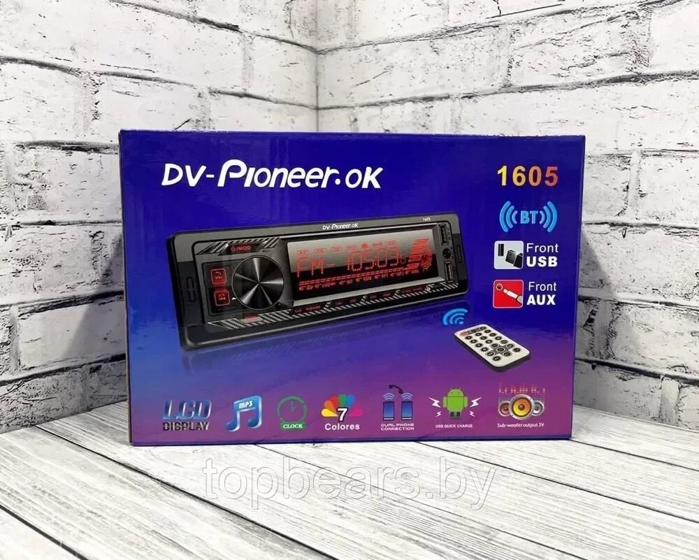 АВТОМОБИЛЬНАЯ МАГНИТОЛА DV-Pioneer. ok 1605 + пульт ДУ от компании Art-deco магазин товаров для дома - фото 1