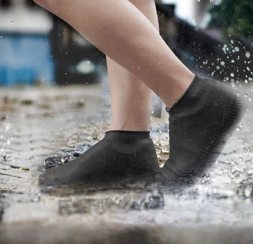 Бахилы (чехлы на обувь) от дождя и песка многоразовые силиконовые Waterproof Silicone Shoe. Суперпрочные, Черные L от компании bel-ok - магазин товаров для дома - фото 1