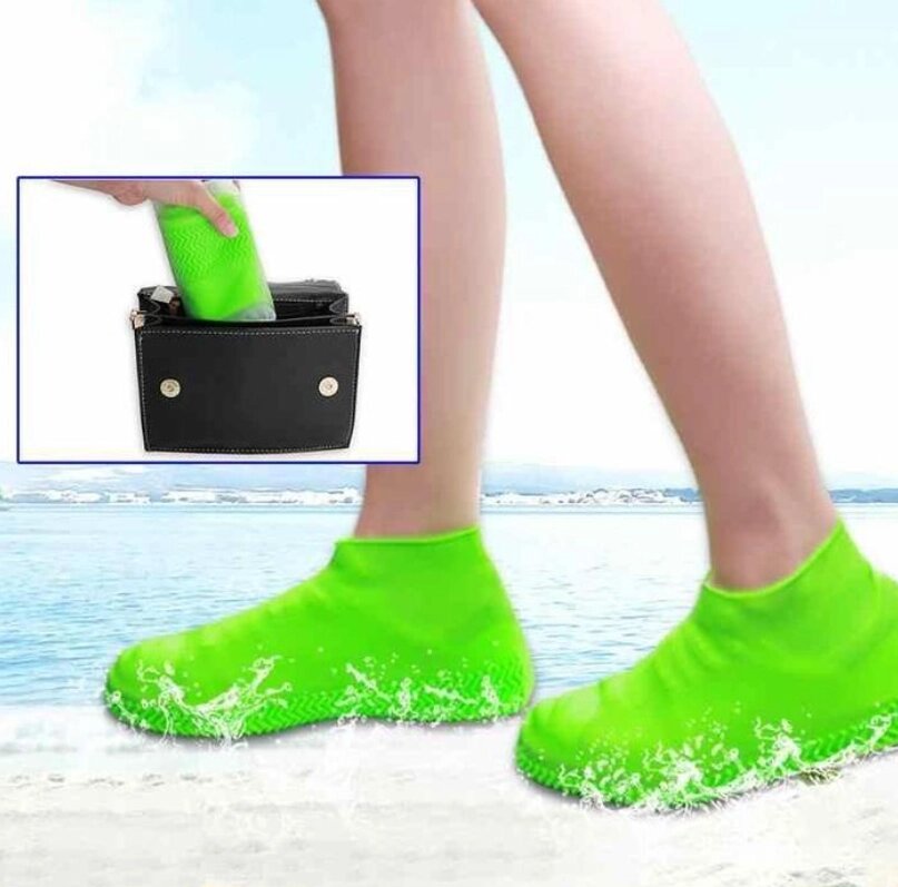 Бахилы (чехлы на обувь) от дождя и песка многоразовые силиконовые Waterproof Silicone Shoe. Суперпрочные, Зеленые L от компании bel-ok - магазин товаров для дома - фото 1