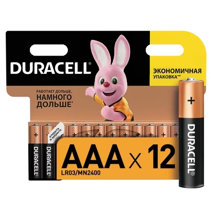 Батарейки КОМПЛЕКТ, DURACELL ААА (АА) - 12 шт от компании ART-DECO МАРКЕТ - магазин товаров для дома - фото 1