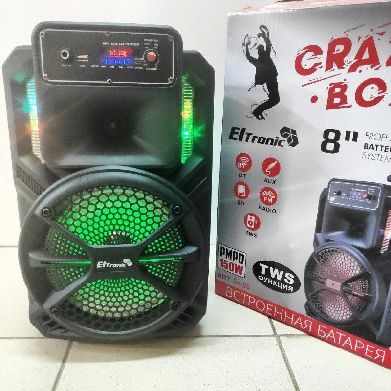 Беспроводная портативная bluetooth колонка Eltronic CRAZY BOX 150 Watts арт. 20-28 с проводным от компании bel-ok - магазин товаров для дома - фото 1