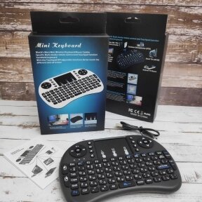 Беспроводная USB клавиатура джойстик с тачпадом для TV Mini Keyboard (клавиатура на русском и английском языках) от компании bel-ok - магазин товаров для дома - фото 1