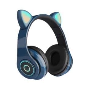 Беспроводные 5.0 bluetooth наушники со светящимися Кошачьими ушками HL89 CAT EAR Синие от компании bel-ok - магазин товаров для дома - фото 1