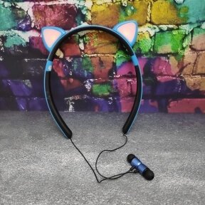 Беспроводные Hifi 5.0 светодиодные наушники Милые кошачьи ушки ZW-29 CAT EAR Голубые от компании bel-ok - магазин товаров для дома - фото 1