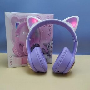 Беспроводные наушники HeadSet Cat с кошачьими ушками и котиком в иллюминаторе / Bluetooth наушники с RGB подсветкой от компании bel-ok - магазин товаров для дома - фото 1