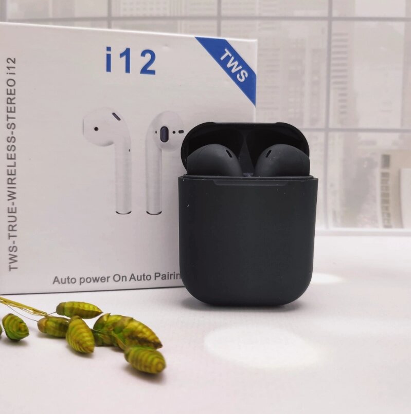 Беспроводные наушники i12 TWS (inPods i12) Bluetooth 5.0 с зарядным кейсом Черные от компании bel-ok - магазин товаров для дома - фото 1