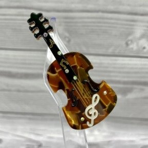 Бижутерия брошь для музыканта Скрипка 6.5 см Цвет Янтарный от компании ART-DECO МАРКЕТ - магазин товаров для дома - фото 1