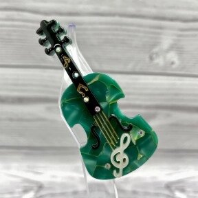 Бижутерия брошь для музыканта Скрипка 6.5 см Цвет Зеленый кварц от компании ART-DECO МАРКЕТ - магазин товаров для дома - фото 1