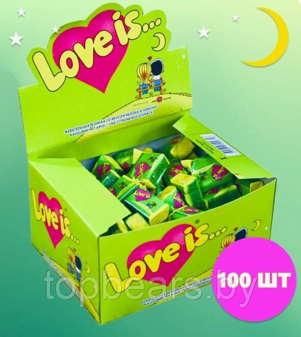 Блок жвачек Love is - Яблоко - Лимон (блок 100 шт.) от компании ART-DECO МАРКЕТ - магазин товаров для дома - фото 1