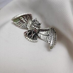 Брошь женская Летящая сова, 60 х 30 мм Серебро от компании ART-DECO МАРКЕТ - магазин товаров для дома - фото 1
