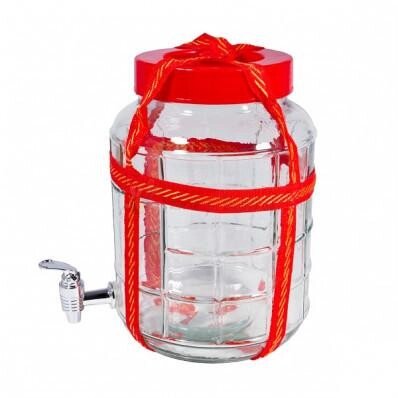 Бутыль (банка) стеклянная с гидрозатвором и краником 18 л от компании ART-DECO МАРКЕТ - магазин товаров для дома - фото 1