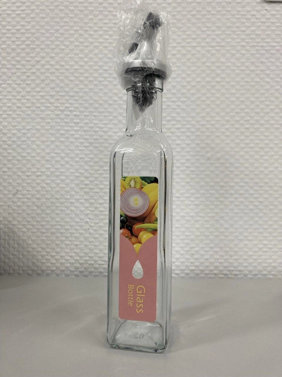 Бутылка стеклянная "БТ", емкость для масла с пробкой и дозатором 250мл. от компании ART-DECO МАРКЕТ - магазин товаров для дома - фото 1