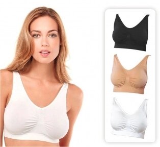 Бюстгальтер бесшовный French Bra (Френч Бра), комплект 3 шт (белый, черный, телесный) Размер XS (обхват груди до 84 см) от компании bel-ok - магазин товаров для дома - фото 1