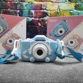Детский фотоаппарат Childrens Fun Camera /  Мини-видеокамера / 5 встроенных игр для детей Голубой котик от компании ART-DECO МАРКЕТ - магазин товаров для дома - фото 1