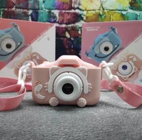 Детский фотоаппарат Childrens Fun Camera /  Мини-видеокамера / 5 встроенных игр для детей Розовый котик от компании bel-ok - магазин товаров для дома - фото 1