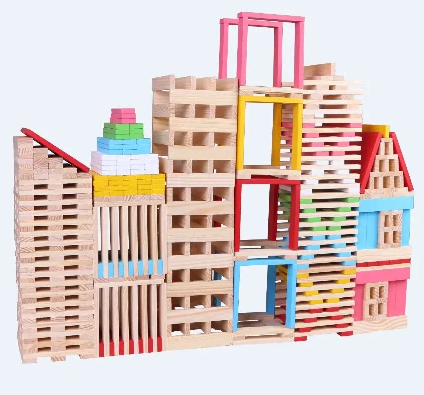 Детский конструктор кубики , игровые деревянные развивающие игрушки для детей, малышей 150 элементов от компании ART-DECO МАРКЕТ - магазин товаров для дома - фото 1